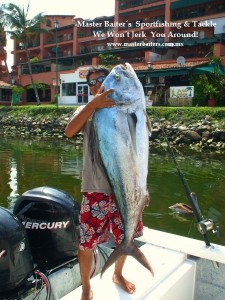Rooster Fish Monster caught by John and Matt Miller, Pictured: Capt Tory, 59inch Rooster fish, 8 hrs